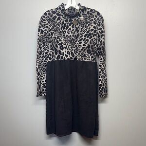 Jones New York Black and Cream Animal Print Dress SIZE M